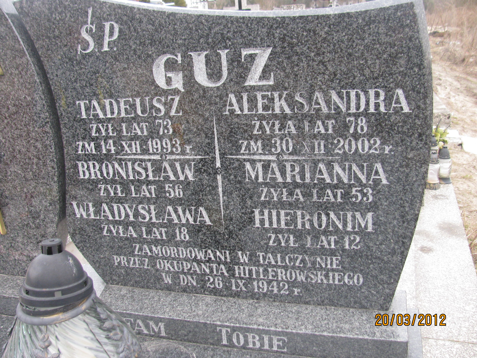 Tadeusz Guz 1920 Kock - Grobonet - Wyszukiwarka osób pochowanych