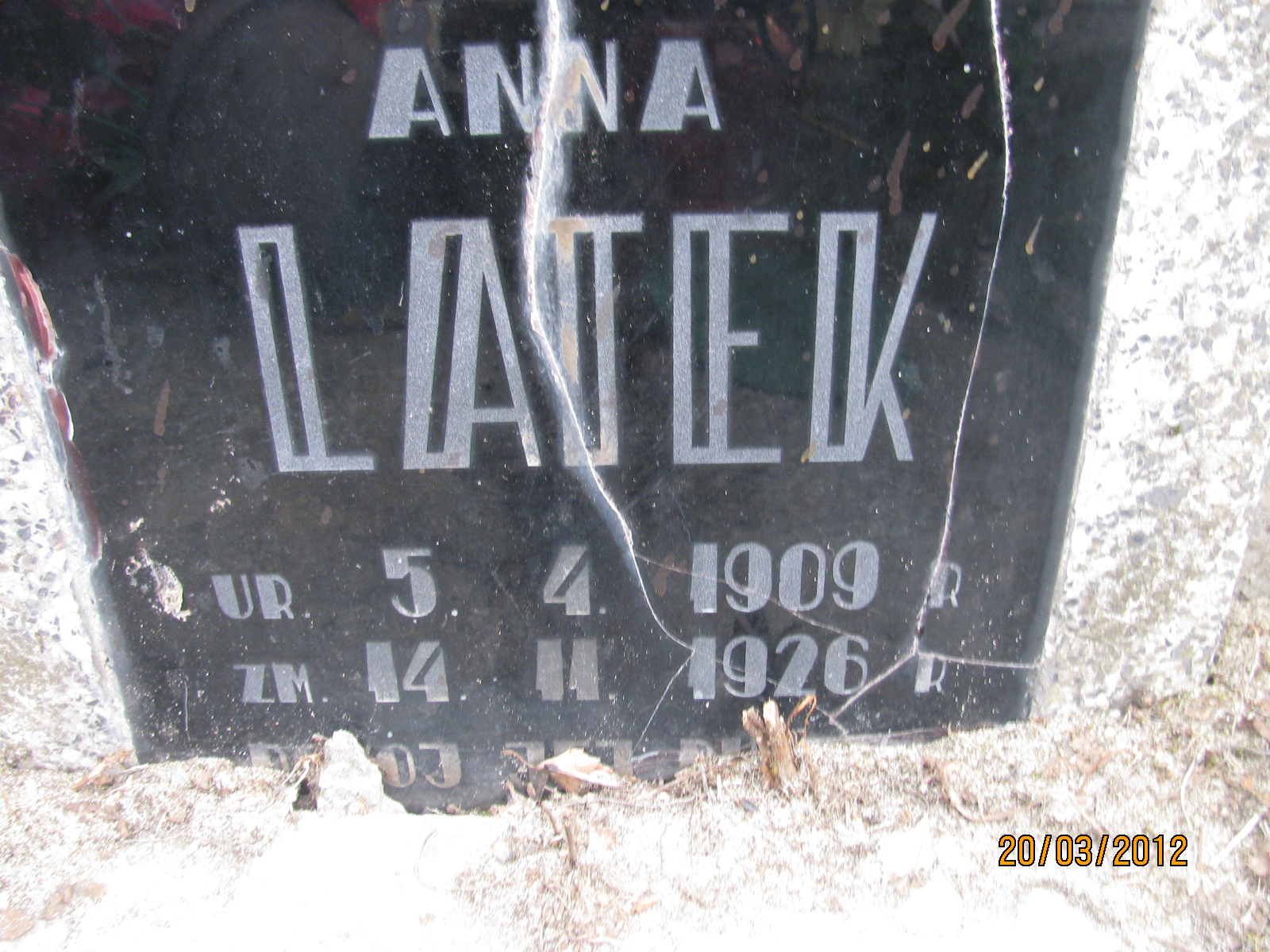 Anna Latek 1909 Kock - Grobonet - Wyszukiwarka osób pochowanych